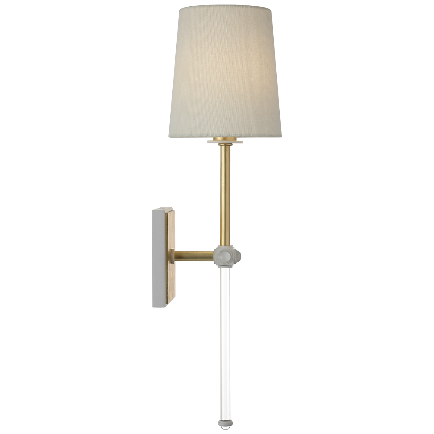 Lucia 21" Cordless Sconce | Gild and Crystal | Linen Shade