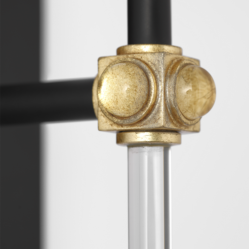 Lucia 21" Cordless Sconce | Matte Black and Crystal | Linen Shade