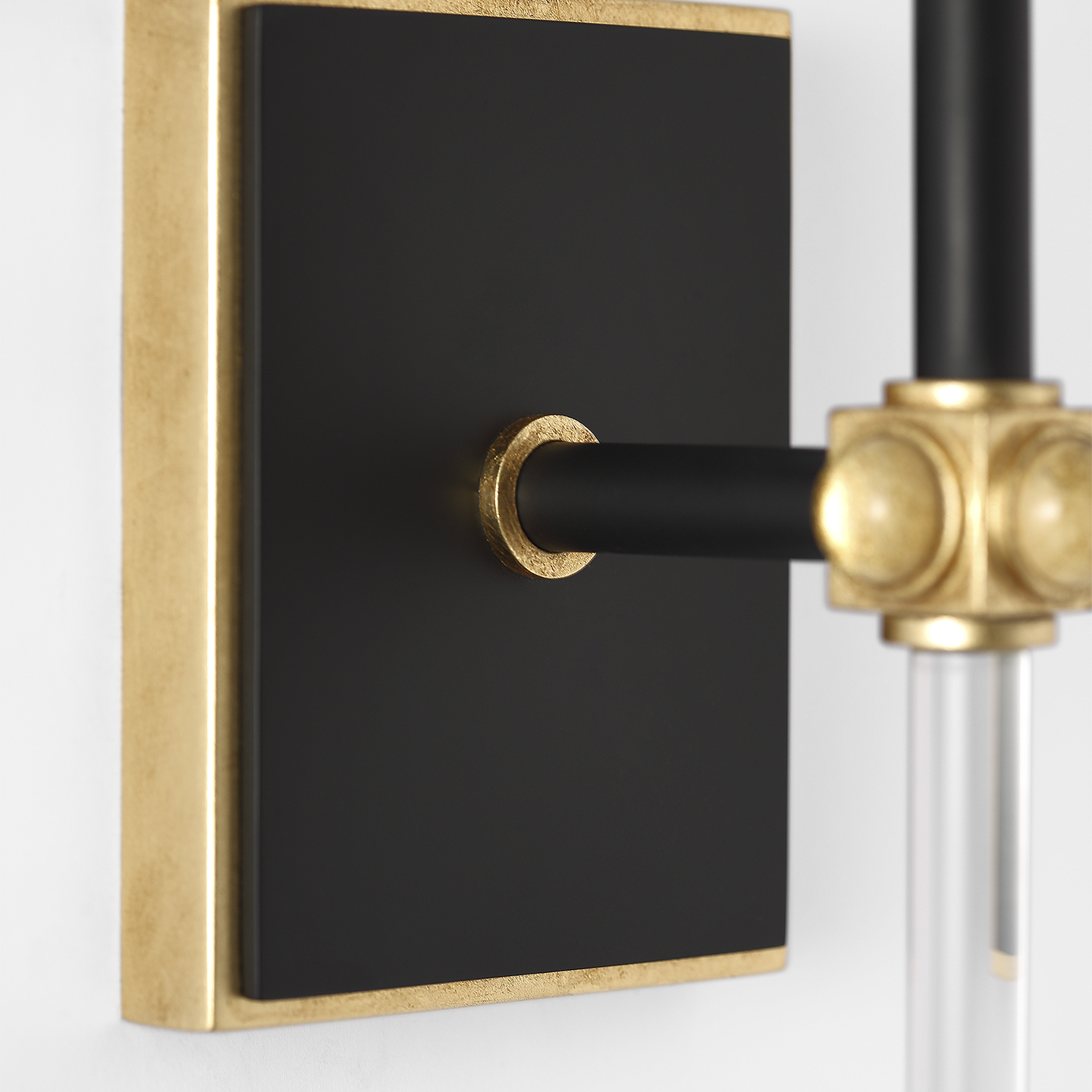 Lucia 21" Cordless Sconce | Matte Black and Crystal | Linen Shade