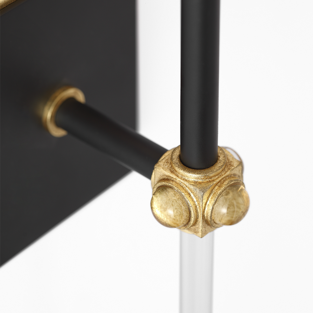 Lucia 21" Cordless Sconce | Matte Black and Crystal | Linen Shade