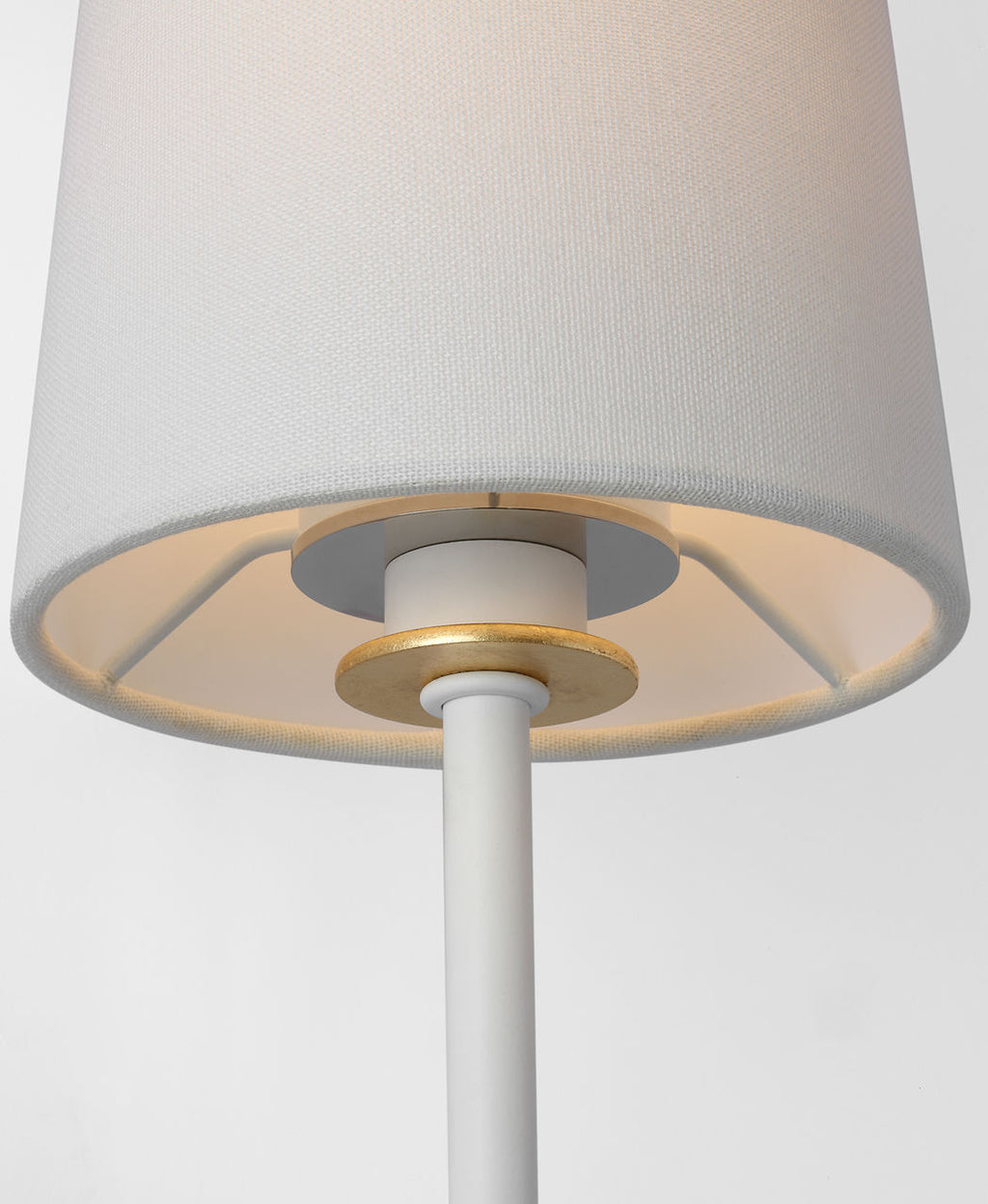 Lucia 21" Cordless Sconce | Matte White and Crystal | Linen Shade