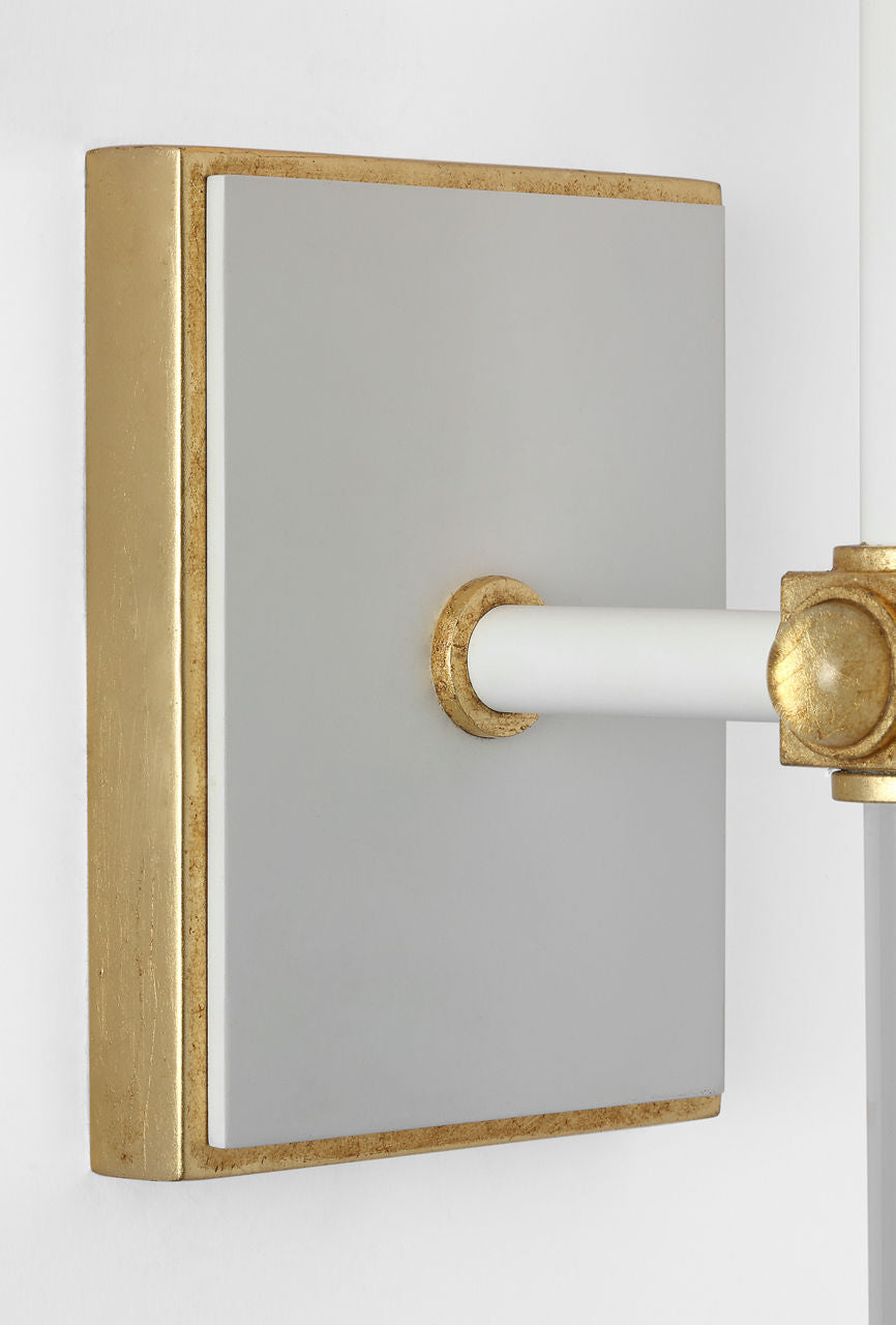 Lucia 21" Cordless Sconce | Matte White and Crystal | Linen Shade