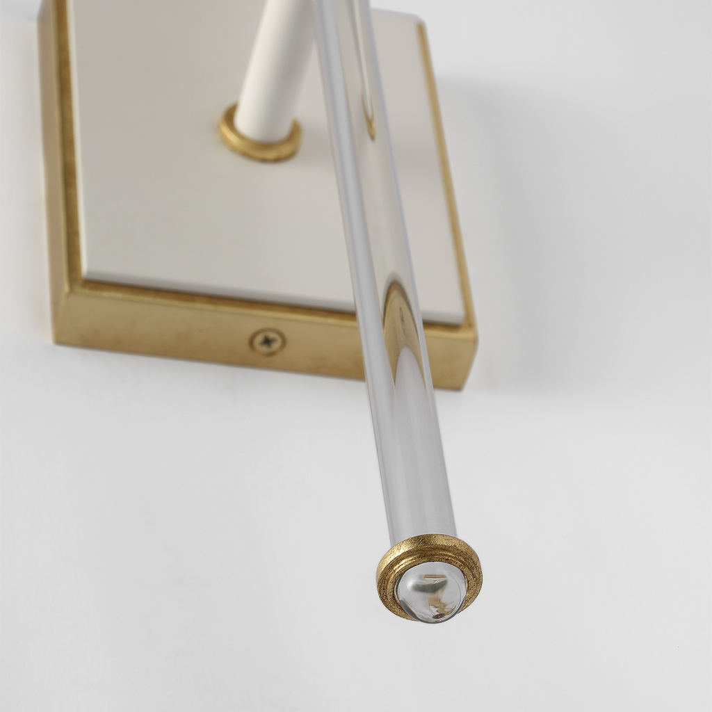 Lucia 21" Cordless Sconce | Matte White and Crystal | Linen Shade