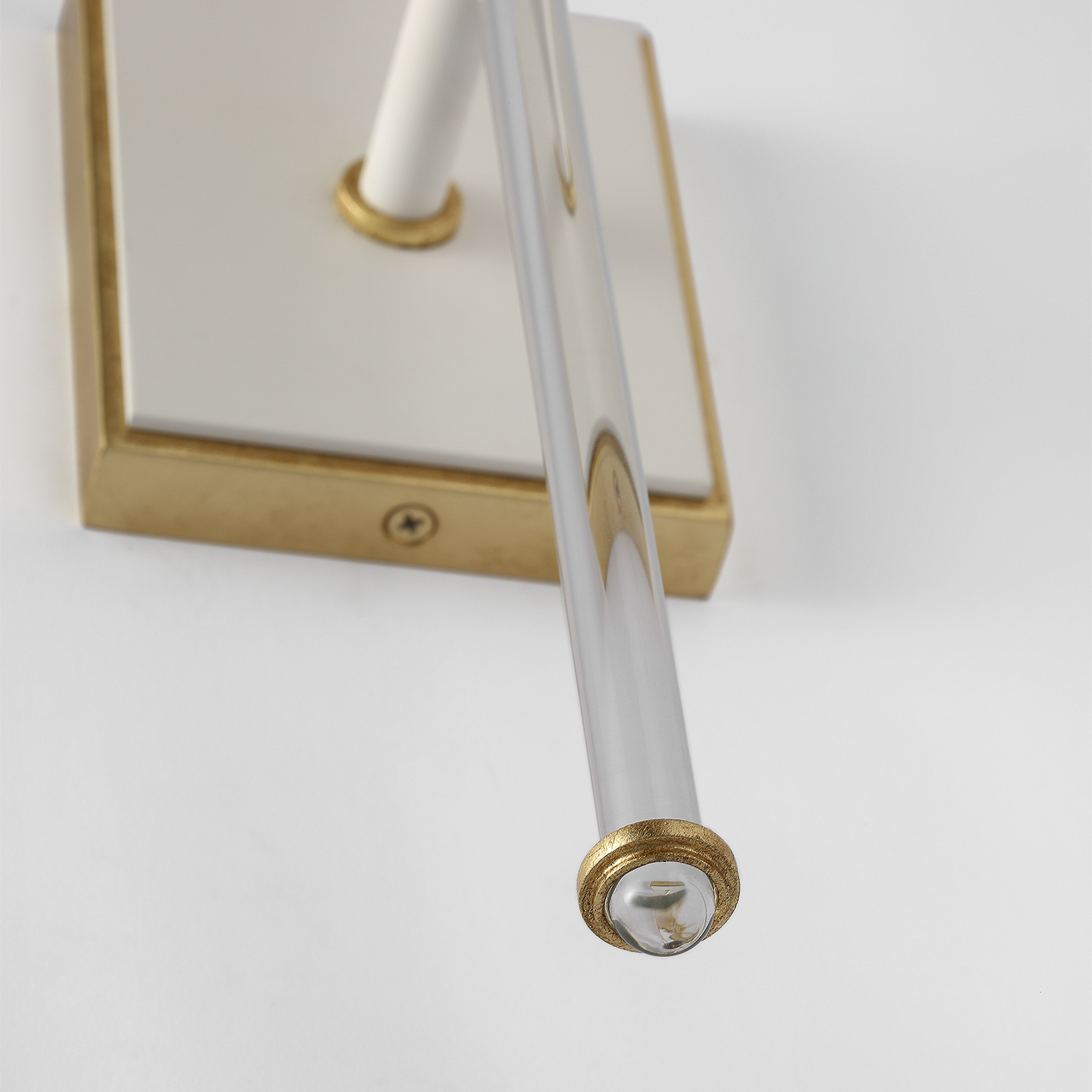 Lucia 21" Cordless Sconce | Matte White and Crystal | Linen Shade