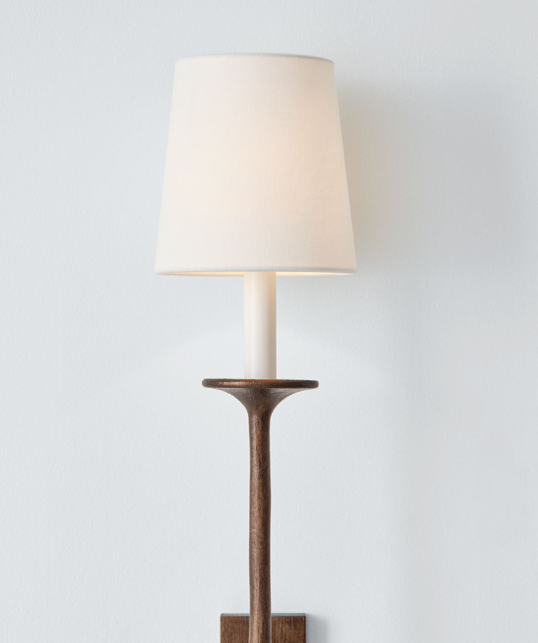 Catina Large Tail Sconce | Antique Bronze Leaf | Linen Shade