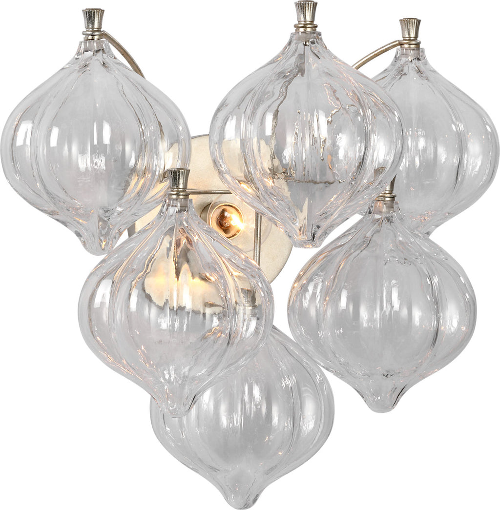 Caselli 15" Sconce | Burnished Silver Leaf | Clear Glass