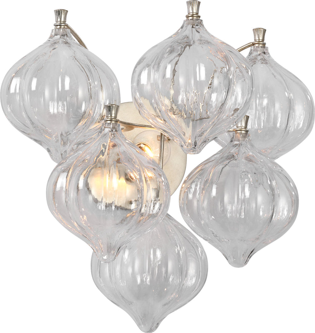 Caselli 15" Sconce | Burnished Silver Leaf | Clear Glass