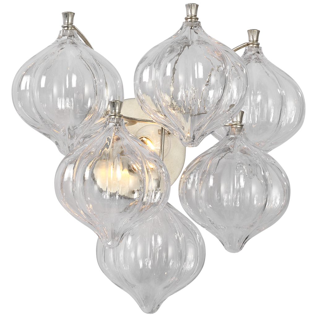 Caselli 15" Sconce | Burnished Silver Leaf | Clear Glass