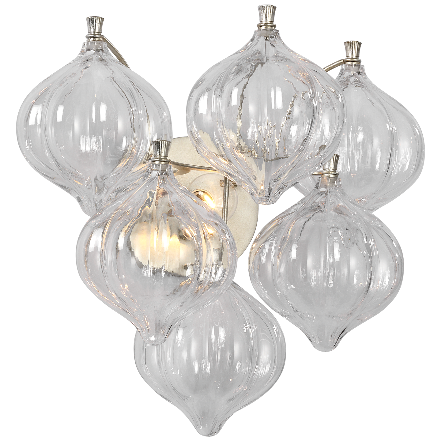 Caselli 15" Sconce | Burnished Silver Leaf | Clear Glass