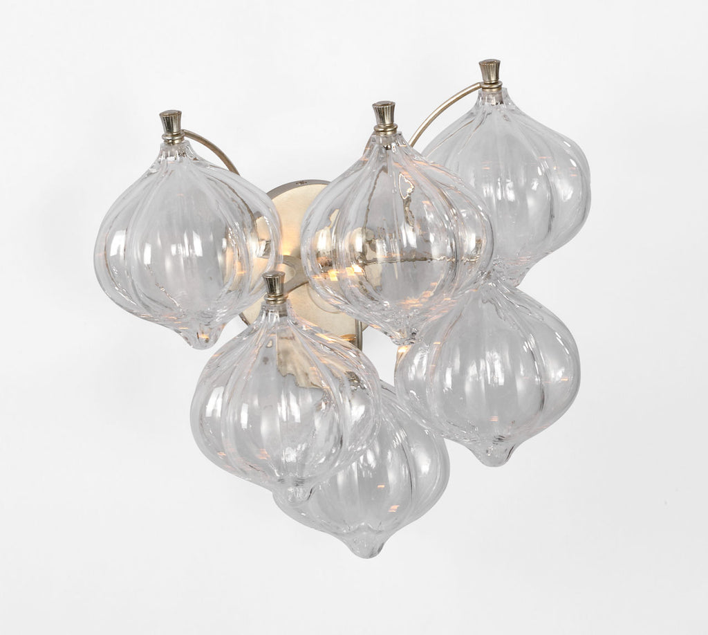 Caselli 15" Sconce | Burnished Silver Leaf | Clear Glass