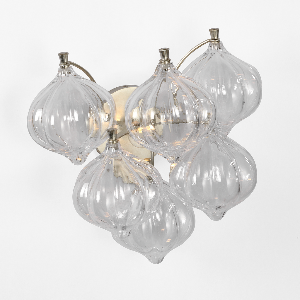 Caselli 15" Sconce | Burnished Silver Leaf | Clear Glass