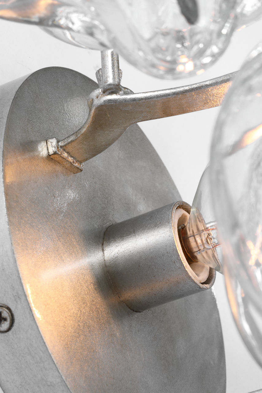 Caselli 15" Sconce | Burnished Silver Leaf | Clear Glass