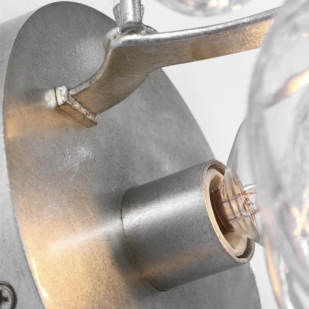 Caselli 15" Sconce | Burnished Silver Leaf | Clear Glass