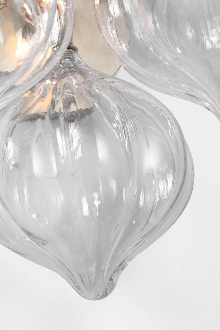 Caselli 15" Sconce | Burnished Silver Leaf | Clear Glass
