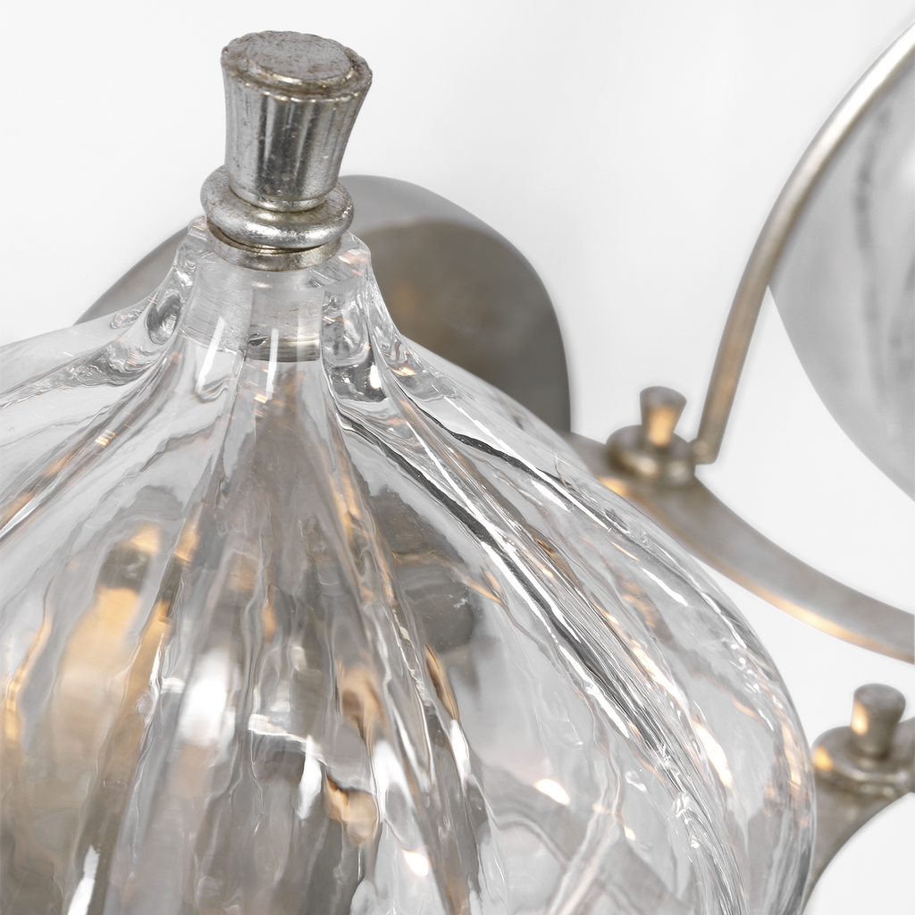 Caselli 15" Sconce | Burnished Silver Leaf | Clear Glass