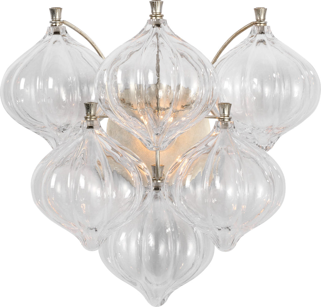 Caselli 15" Sconce | Burnished Silver Leaf | Clear Glass