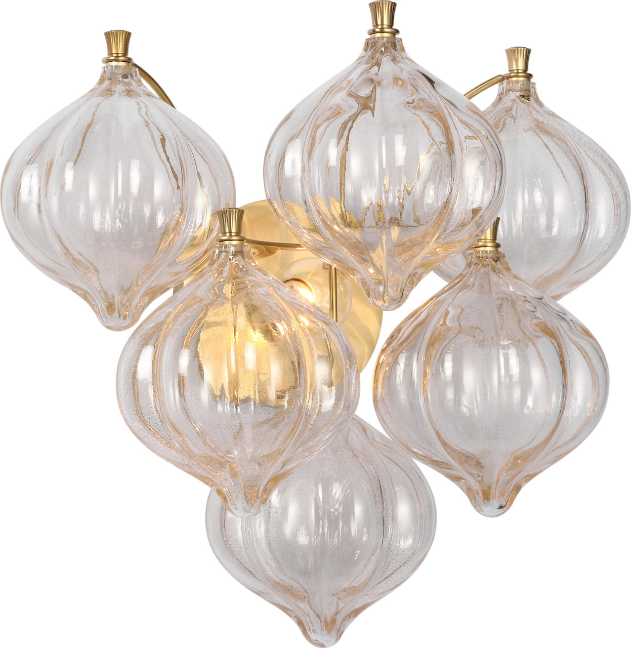 Caselli 15" Sconce | Hand-Rubbed Antique Brass | Gold Fleck Glass