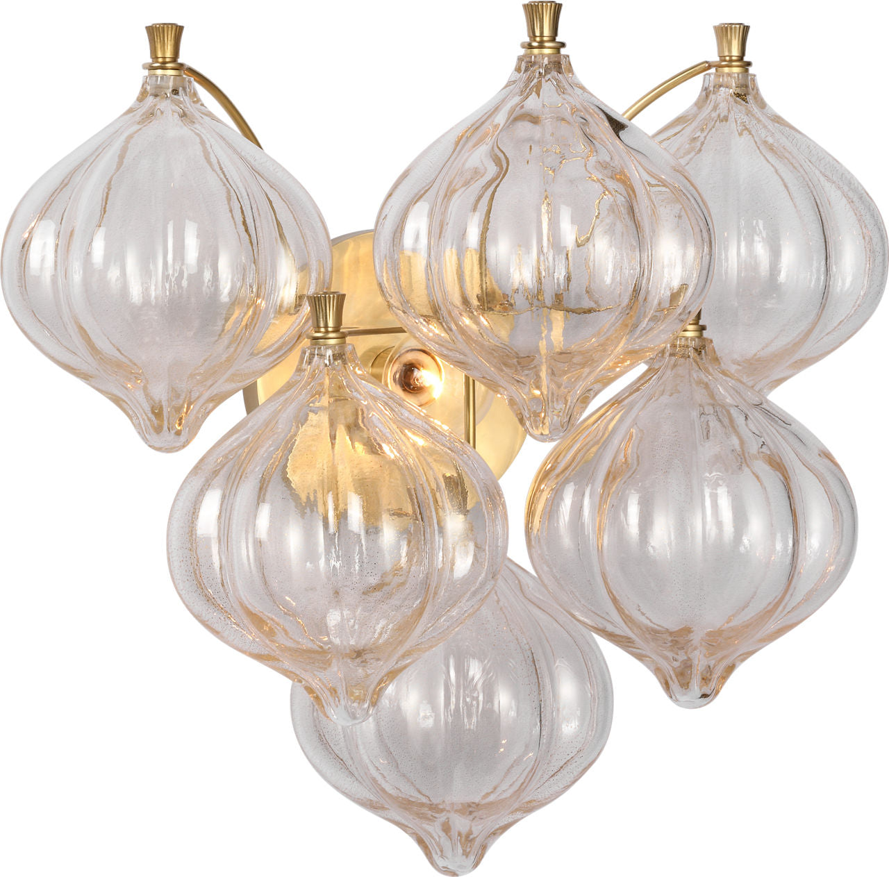 Caselli 15" Sconce | Hand-Rubbed Antique Brass | Gold Fleck Glass
