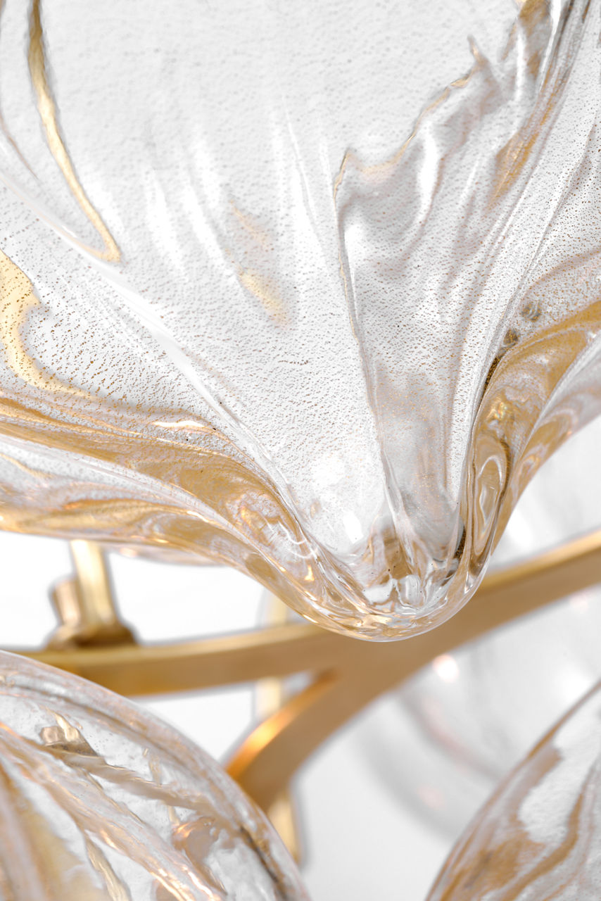 Caselli 15" Sconce | Hand-Rubbed Antique Brass | Gold Fleck Glass