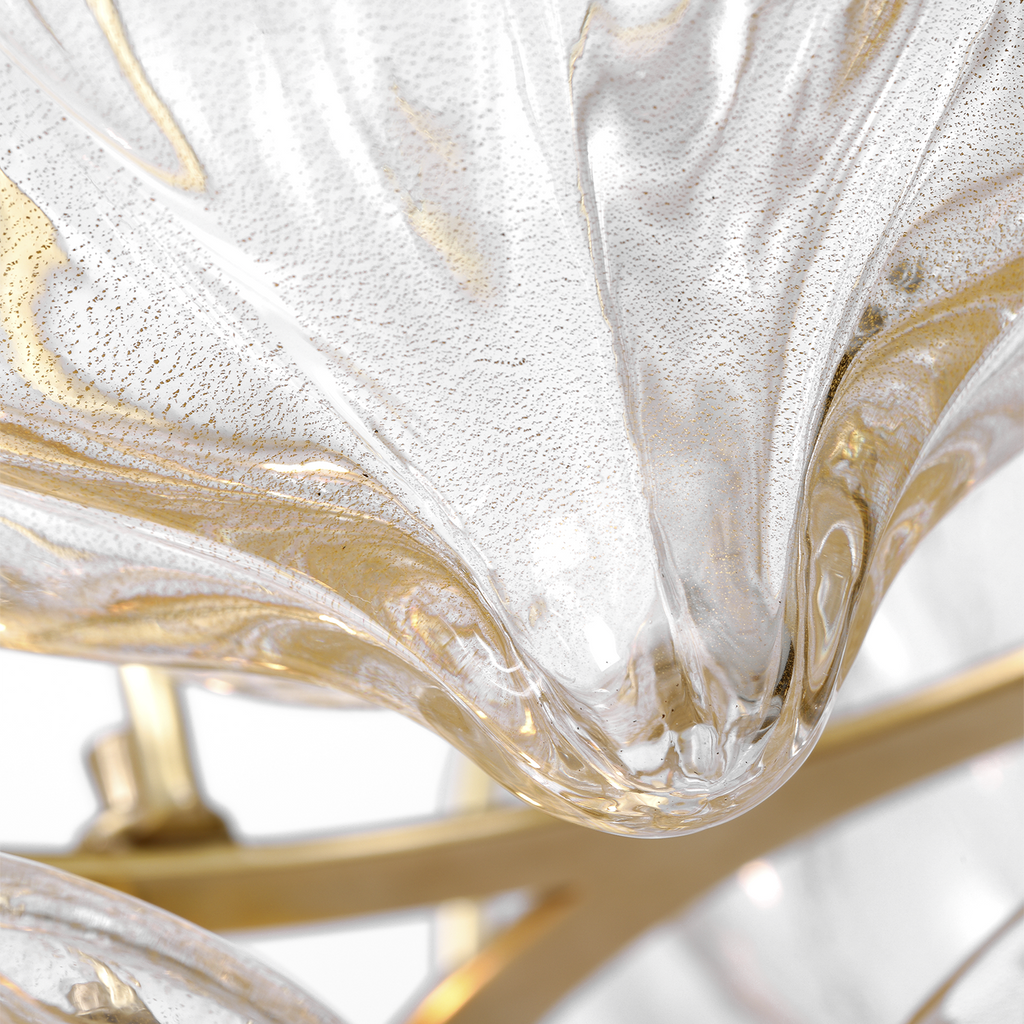 Caselli 15" Sconce | Hand-Rubbed Antique Brass | Gold Fleck Glass