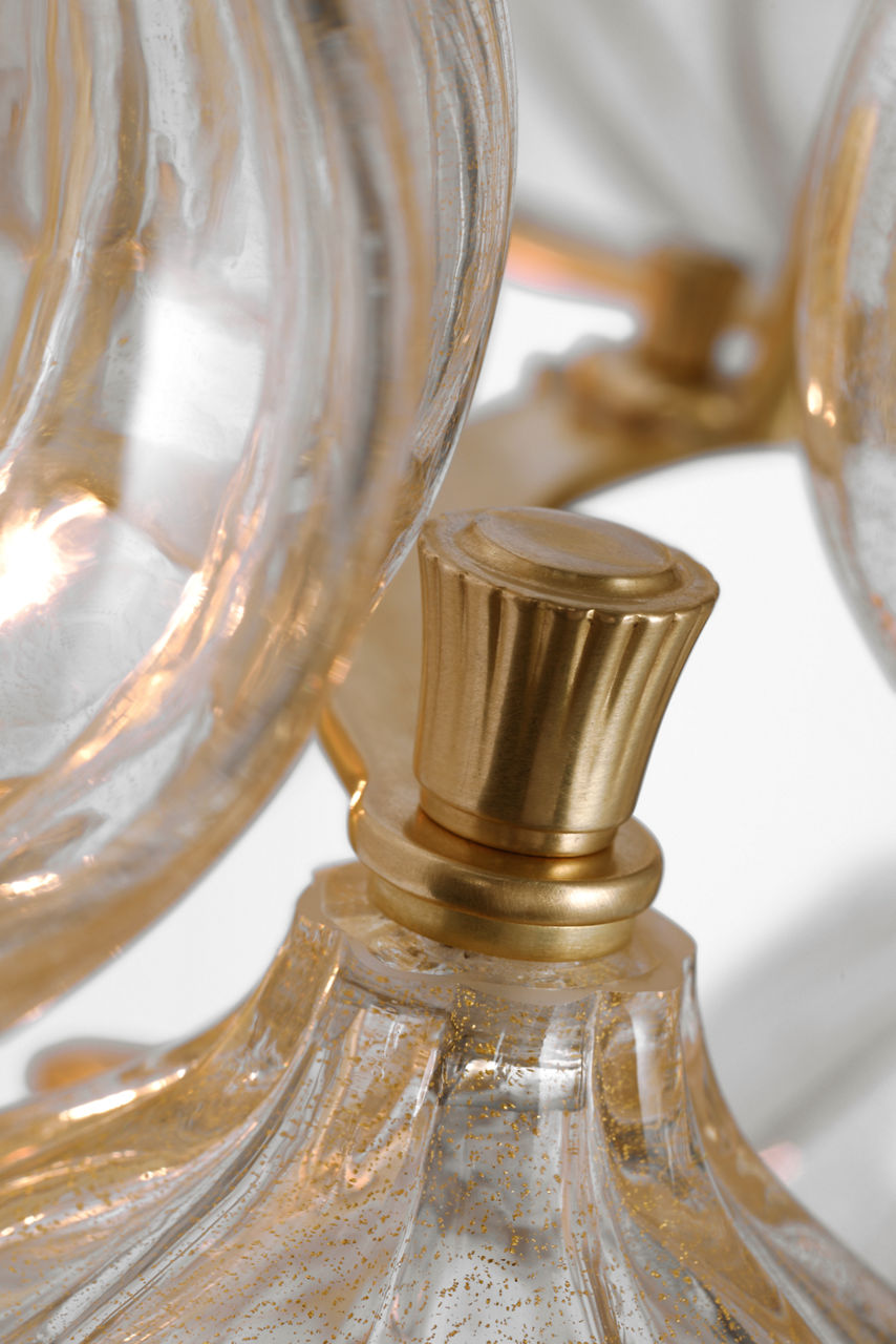 Caselli 15" Sconce | Hand-Rubbed Antique Brass | Gold Fleck Glass
