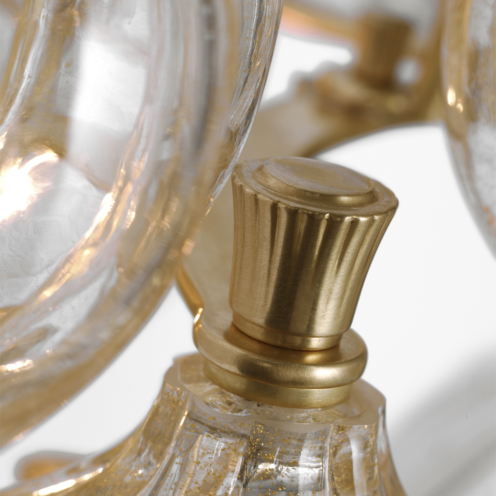 Caselli 15" Sconce | Hand-Rubbed Antique Brass | Gold Fleck Glass
