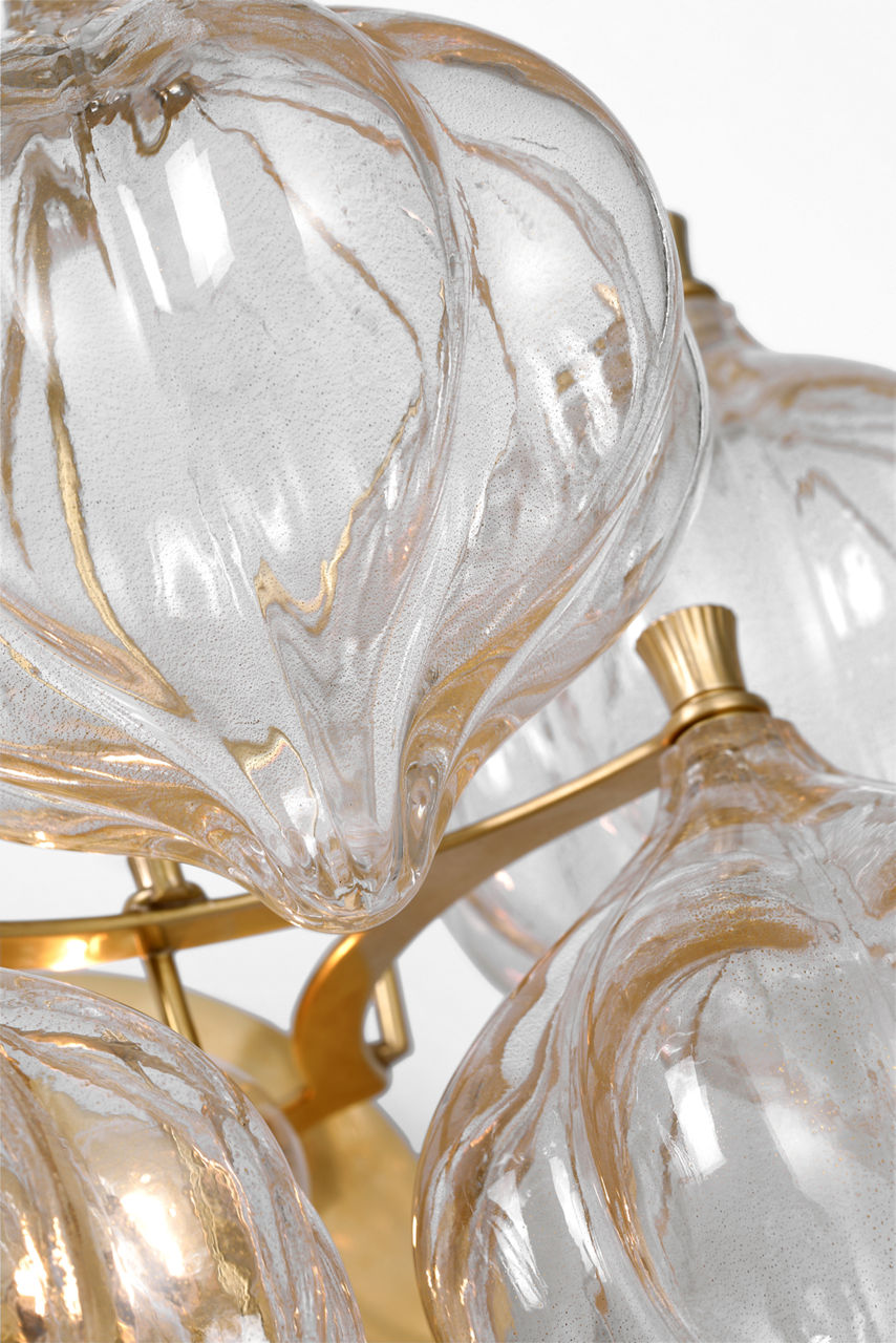 Caselli 15" Sconce | Hand-Rubbed Antique Brass | Gold Fleck Glass