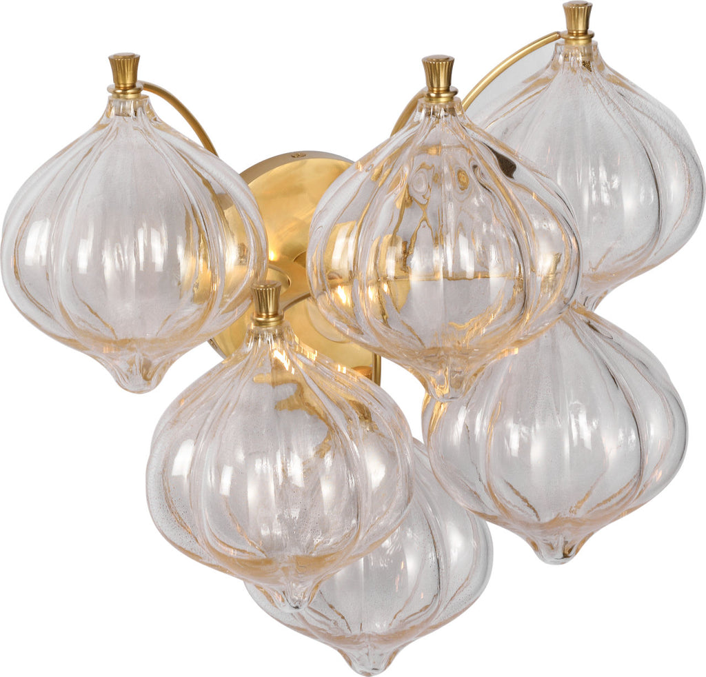 Caselli 15" Sconce | Hand-Rubbed Antique Brass | Gold Fleck Glass