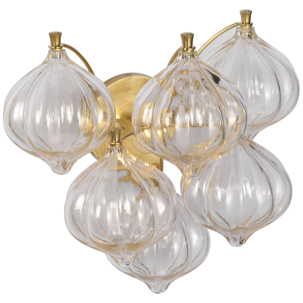 Caselli 15" Sconce | Hand-Rubbed Antique Brass | Gold Fleck Glass