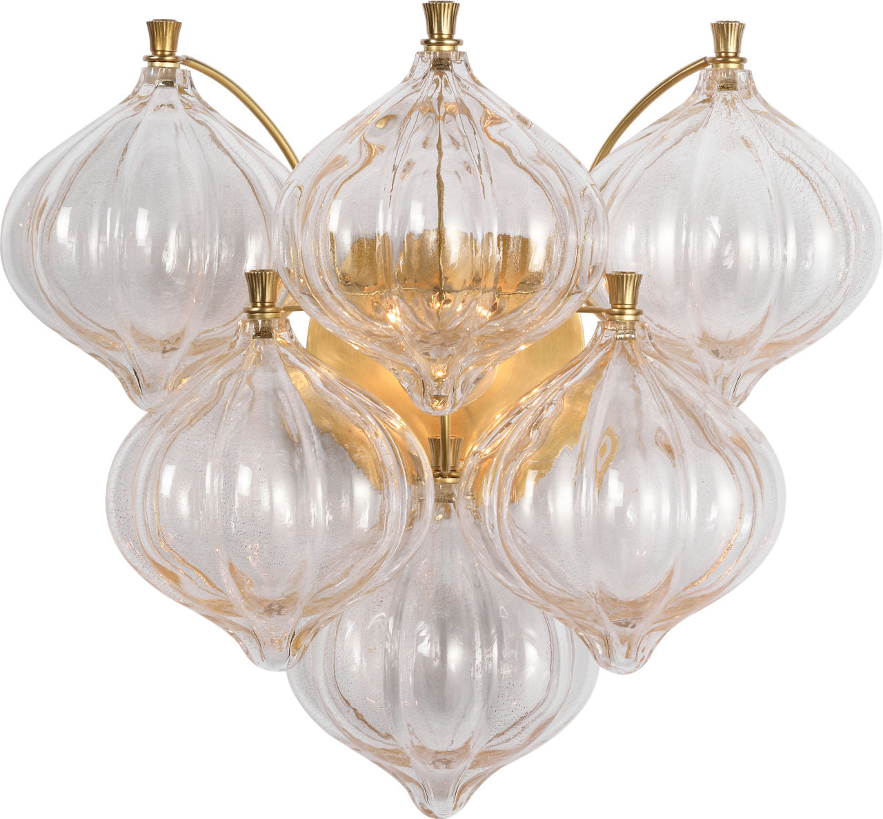 Caselli 15" Sconce | Hand-Rubbed Antique Brass | Gold Fleck Glass