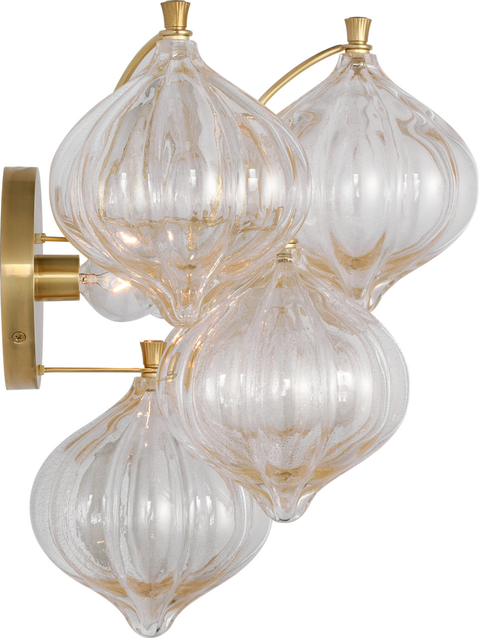 Caselli 15" Sconce | Hand-Rubbed Antique Brass | Gold Fleck Glass