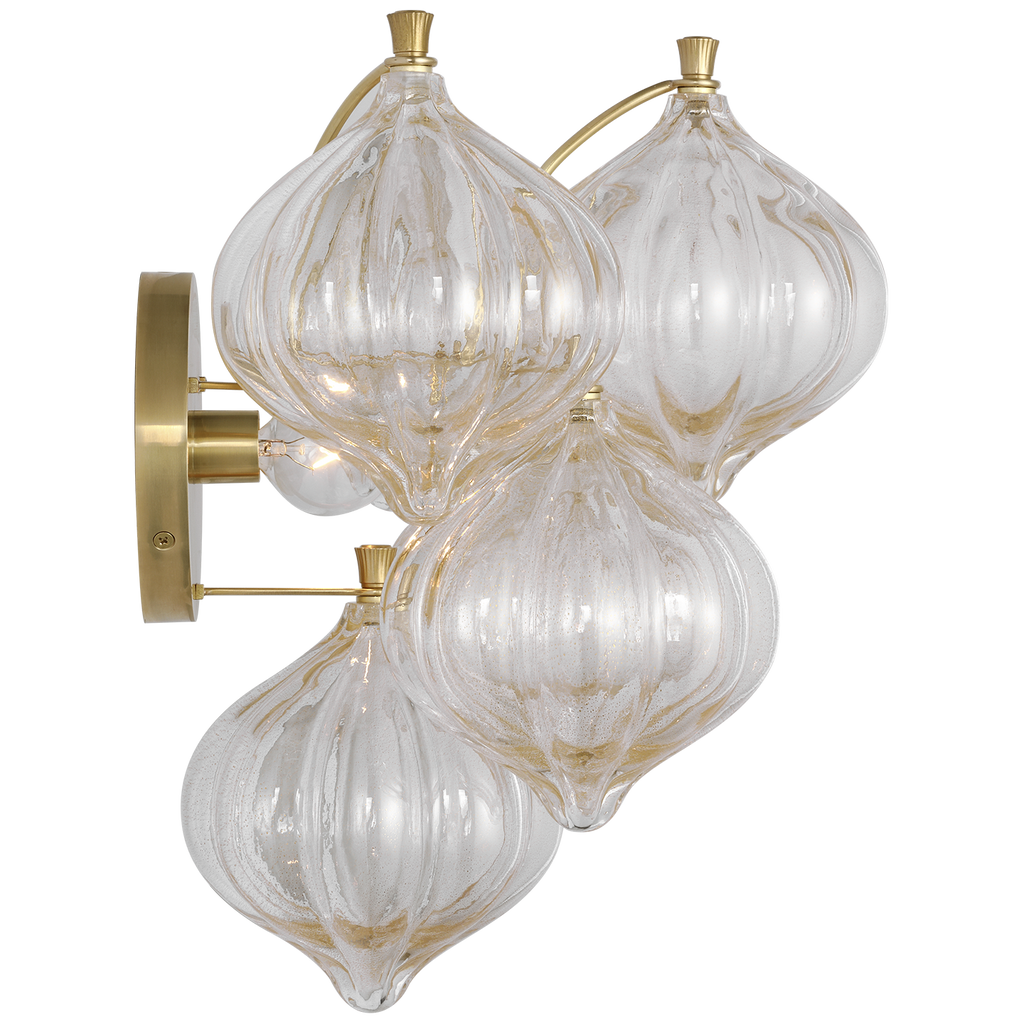 Caselli 15" Sconce | Hand-Rubbed Antique Brass | Gold Fleck Glass