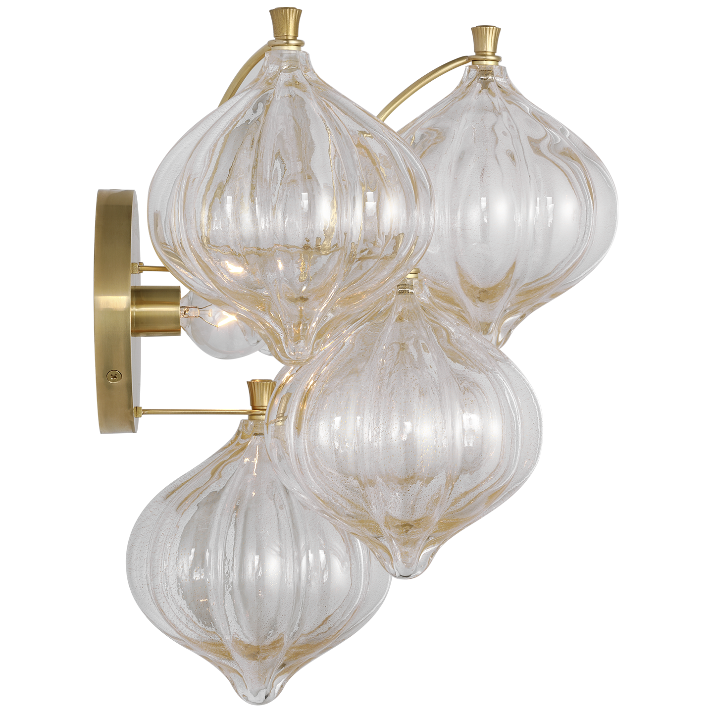 Caselli 15" Sconce | Hand-Rubbed Antique Brass | Gold Fleck Glass