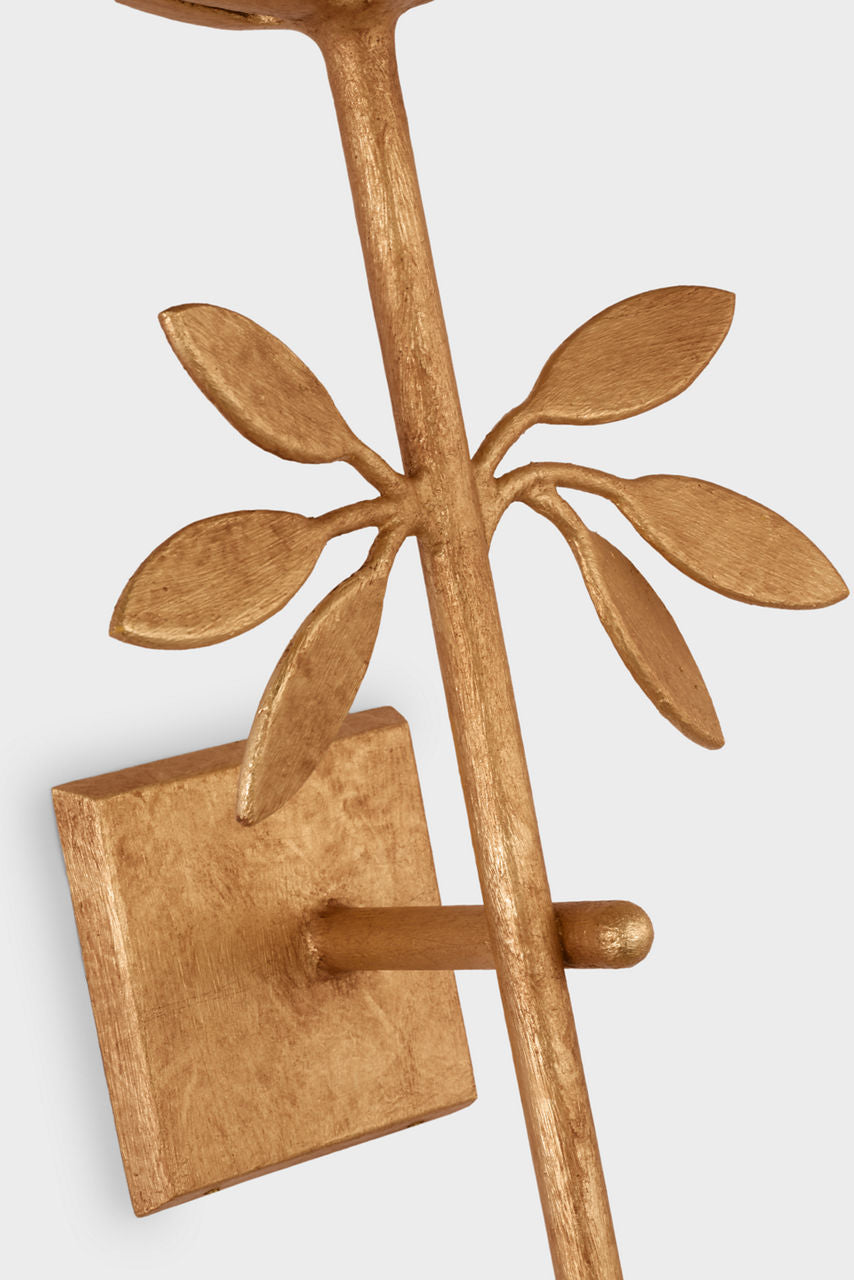 Clementine 22" Tail Sconce | Antique Gold Leaf | Linen Shade