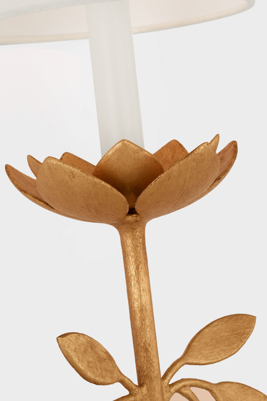 Clementine 22" Tail Sconce | Antique Gold Leaf | Linen Shade
