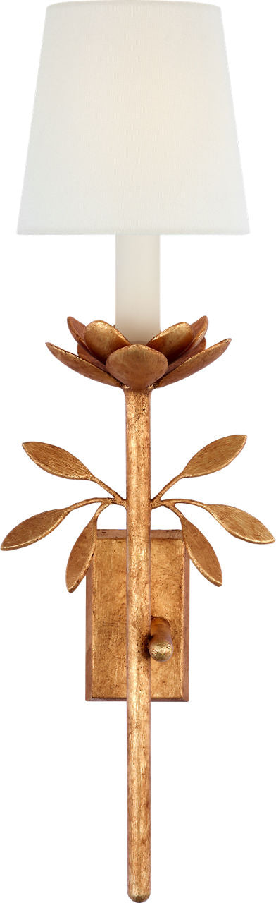 Clementine 22" Tail Sconce | Antique Gold Leaf | Linen Shade