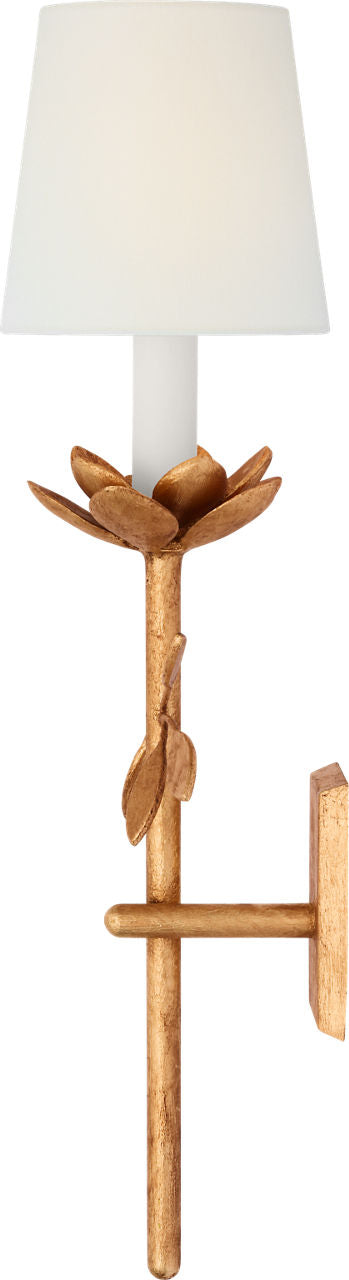 Clementine 22" Tail Sconce | Antique Gold Leaf | Linen Shade