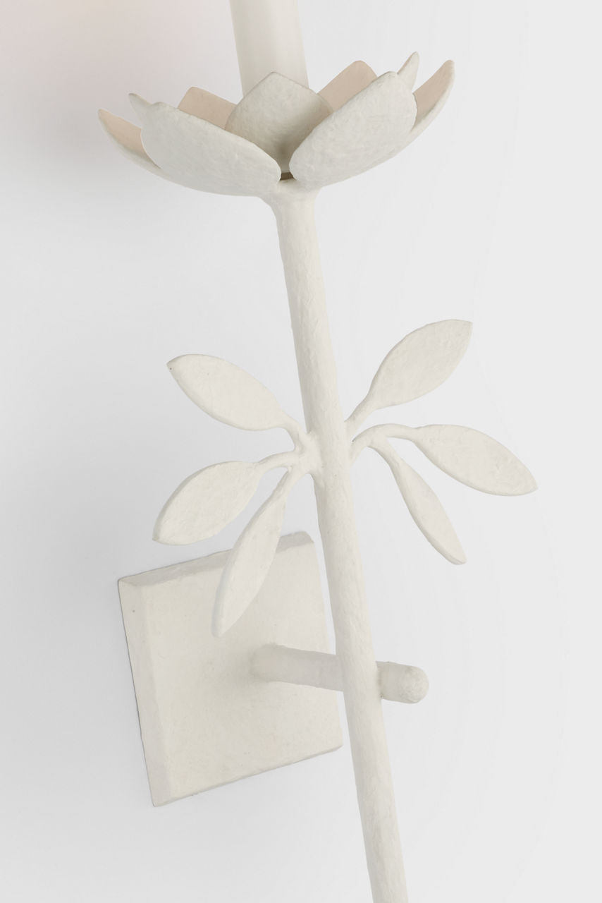 Clementine 22" Tail Sconce | Plaster White | Linen Shade