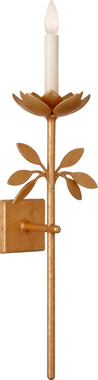 Clementine 34" Tail Sconce | Antique Gold Leaf | Linen Shade