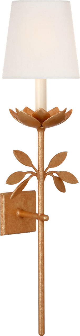 Clementine 34" Tail Sconce | Antique Gold Leaf | Linen Shade