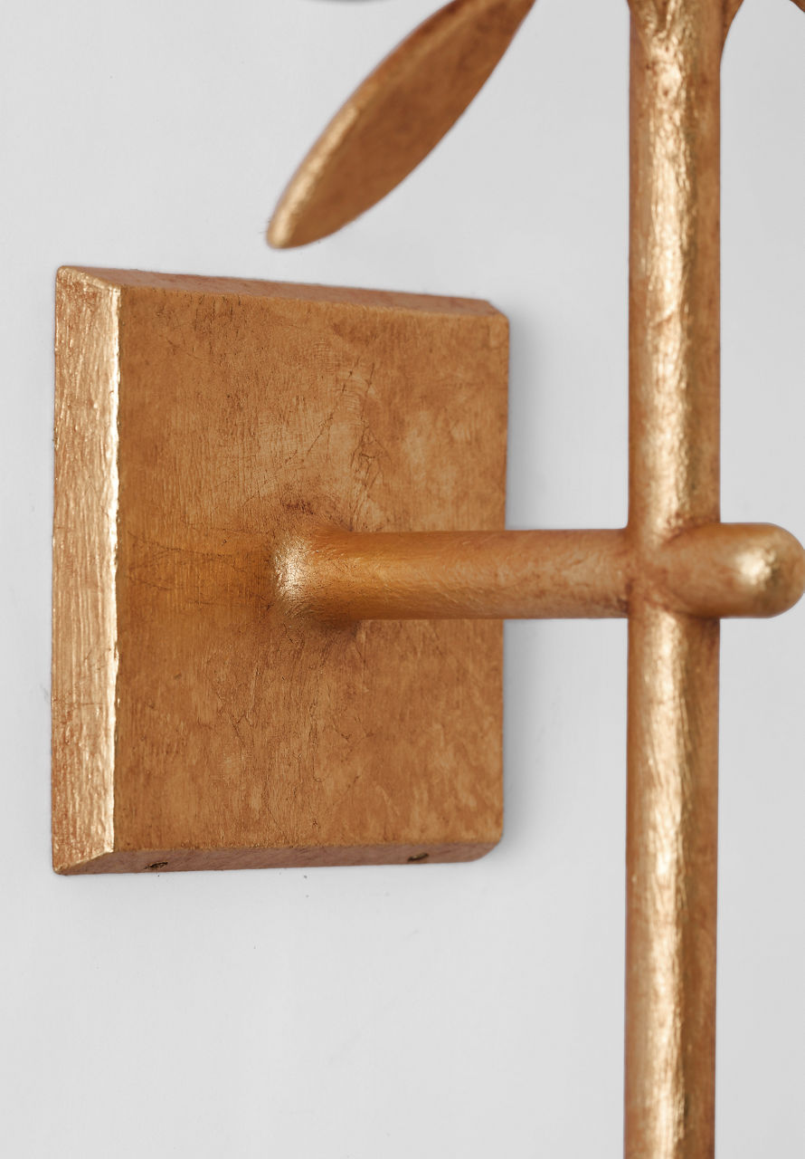 Clementine 34" Tail Sconce | Antique Gold Leaf | Linen Shade