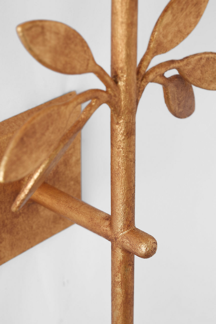 Clementine 34" Tail Sconce | Antique Gold Leaf | Linen Shade
