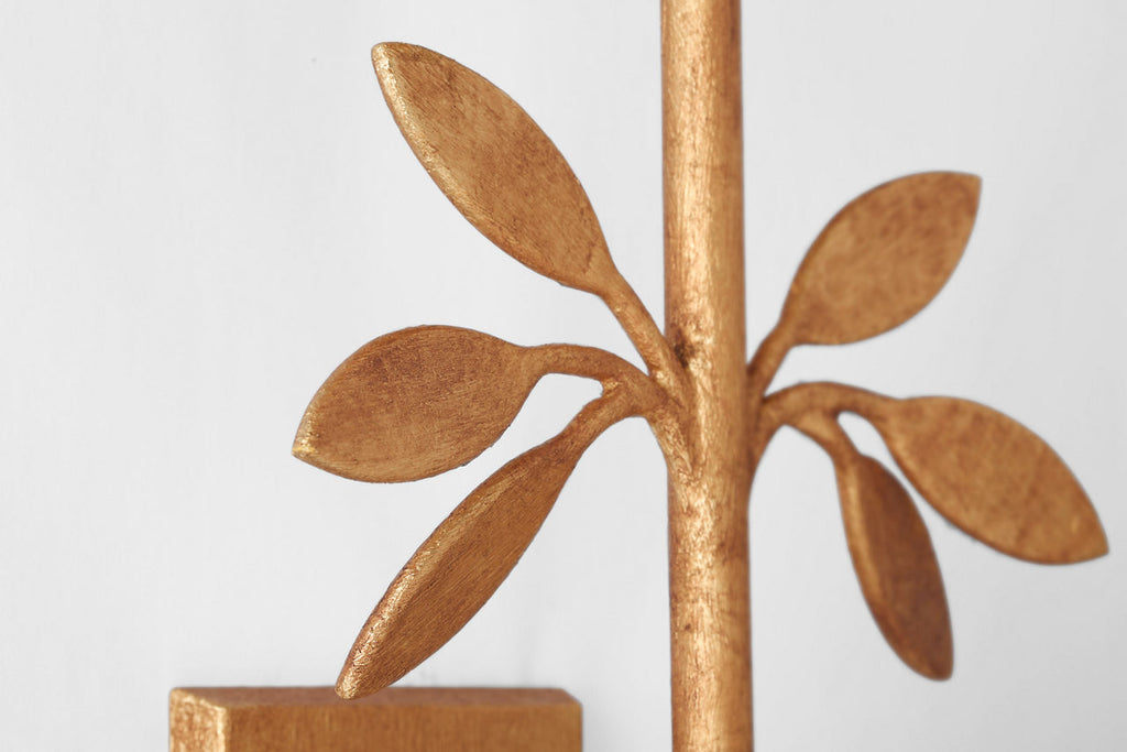 Clementine 34" Tail Sconce | Antique Gold Leaf | Linen Shade