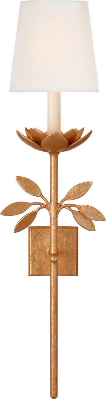 Clementine 34" Tail Sconce | Antique Gold Leaf | Linen Shade