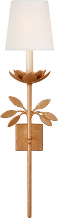 Clementine 34" Tail Sconce | Antique Gold Leaf | Linen Shade