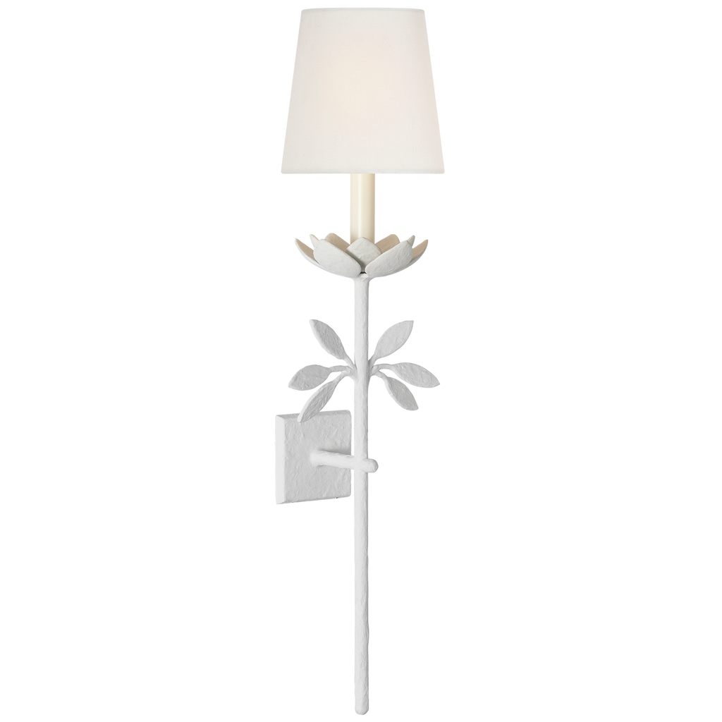 Clementine 34" Tail Sconce | Plaster White | Linen Shade