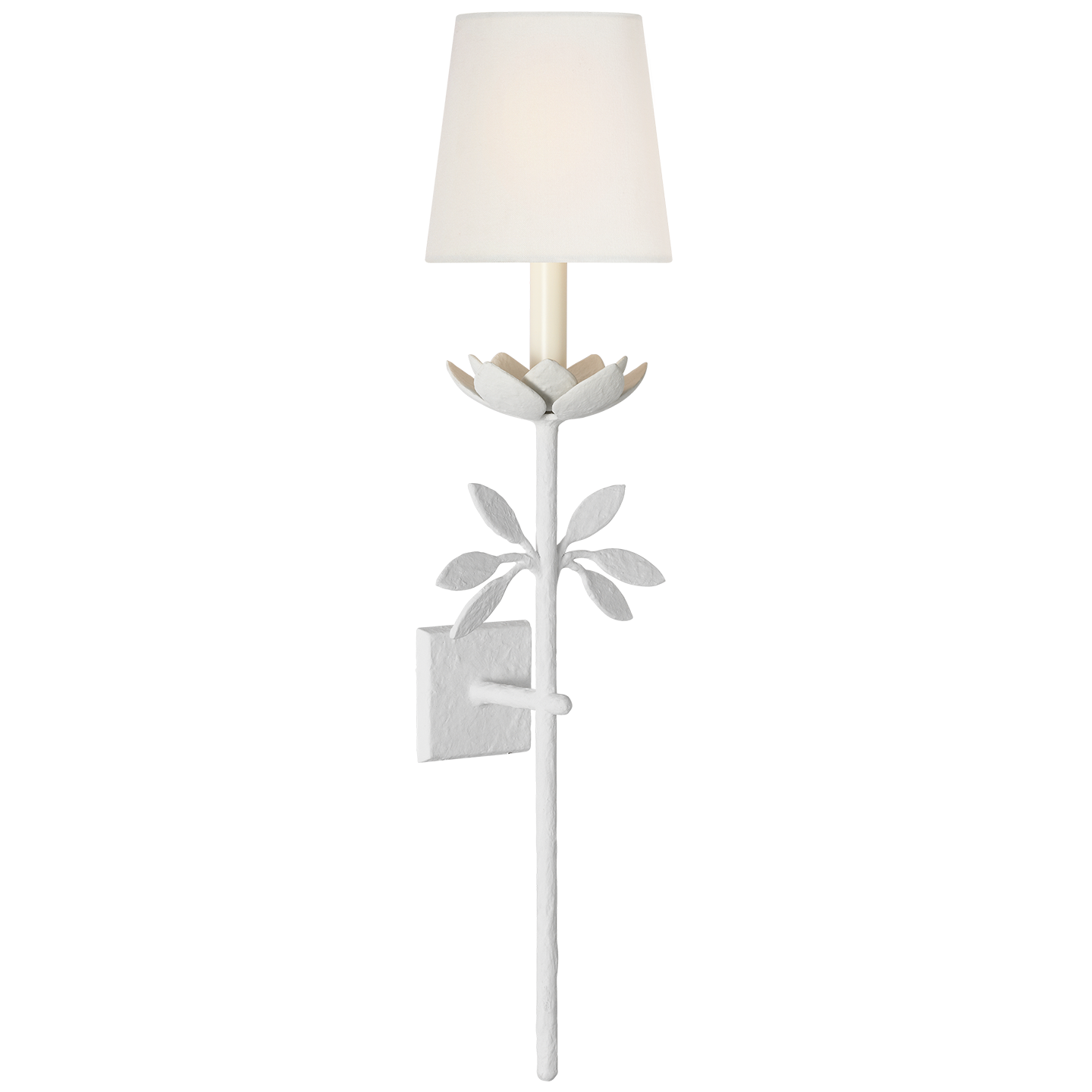 Clementine 34" Tail Sconce | Plaster White | Linen Shade