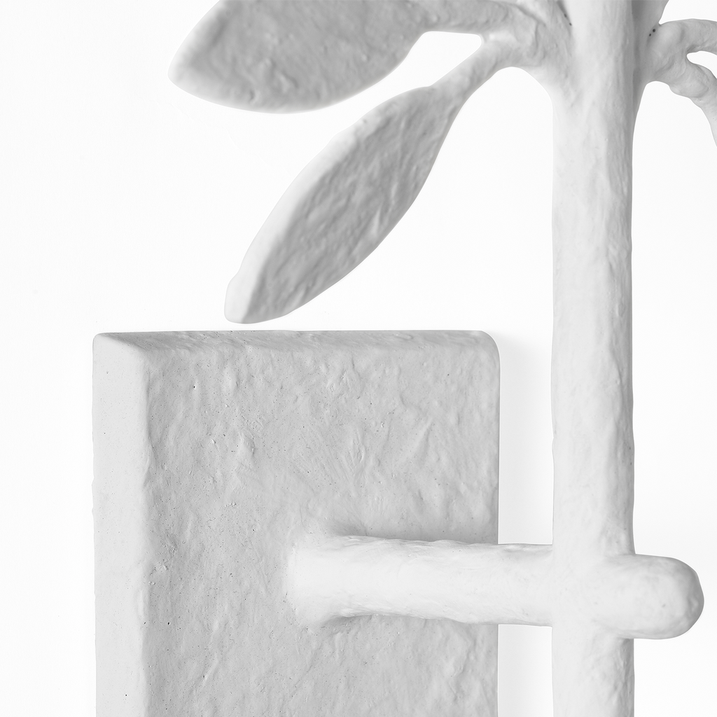 Clementine 34" Tail Sconce | Plaster White | Linen Shade