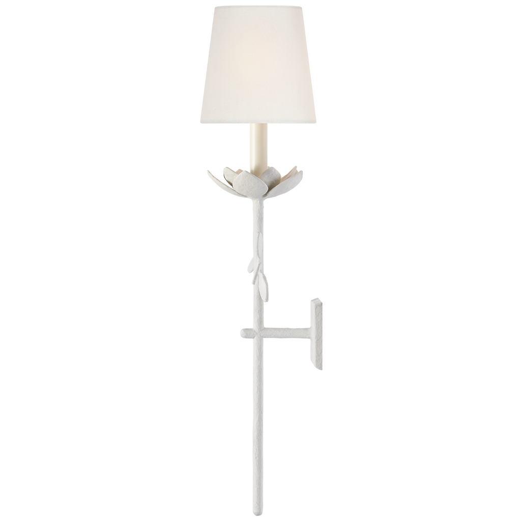 Clementine 34" Tail Sconce | Plaster White | Linen Shade