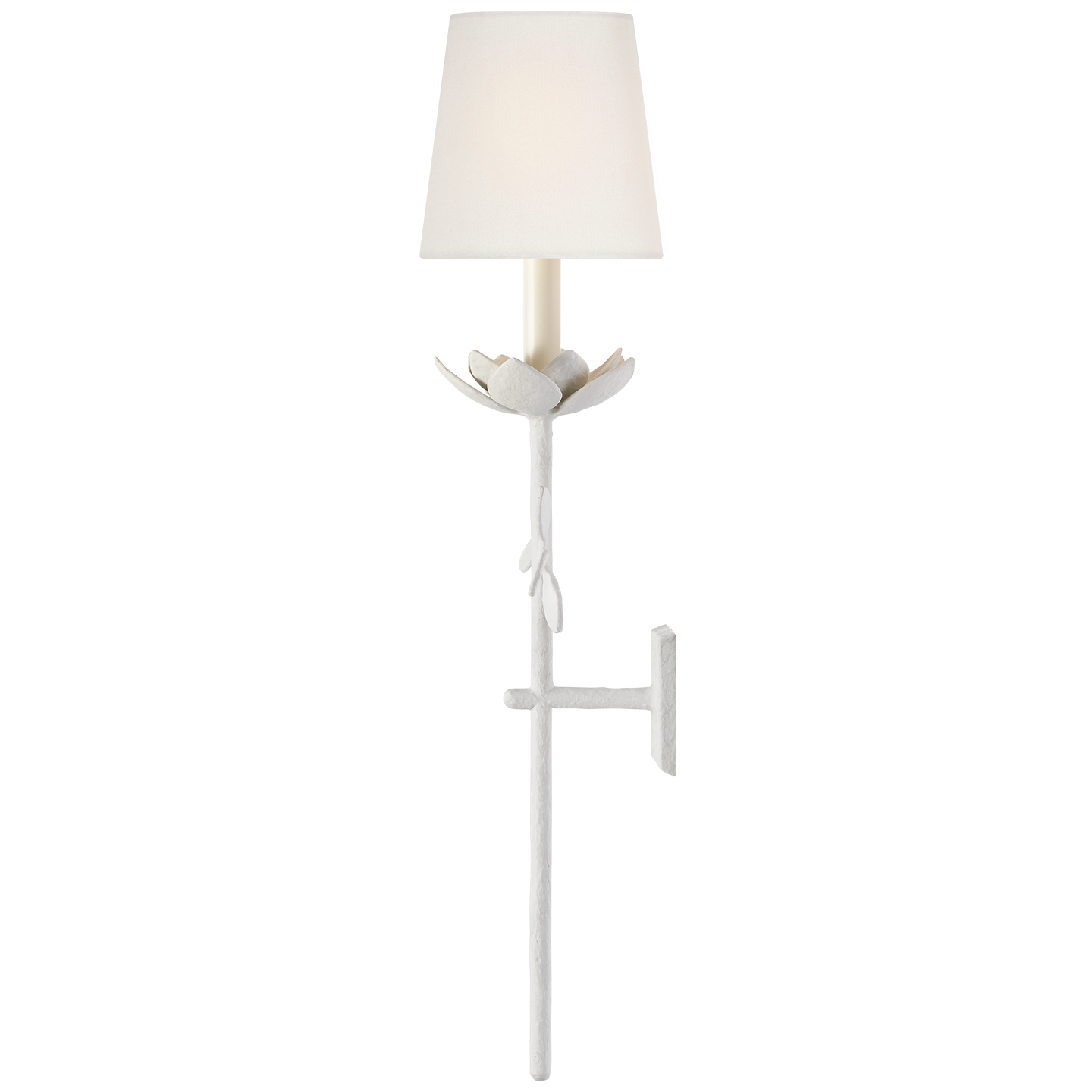 Clementine 34" Tail Sconce | Plaster White | Linen Shade